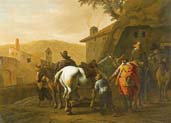 travellers in an italianate landscape